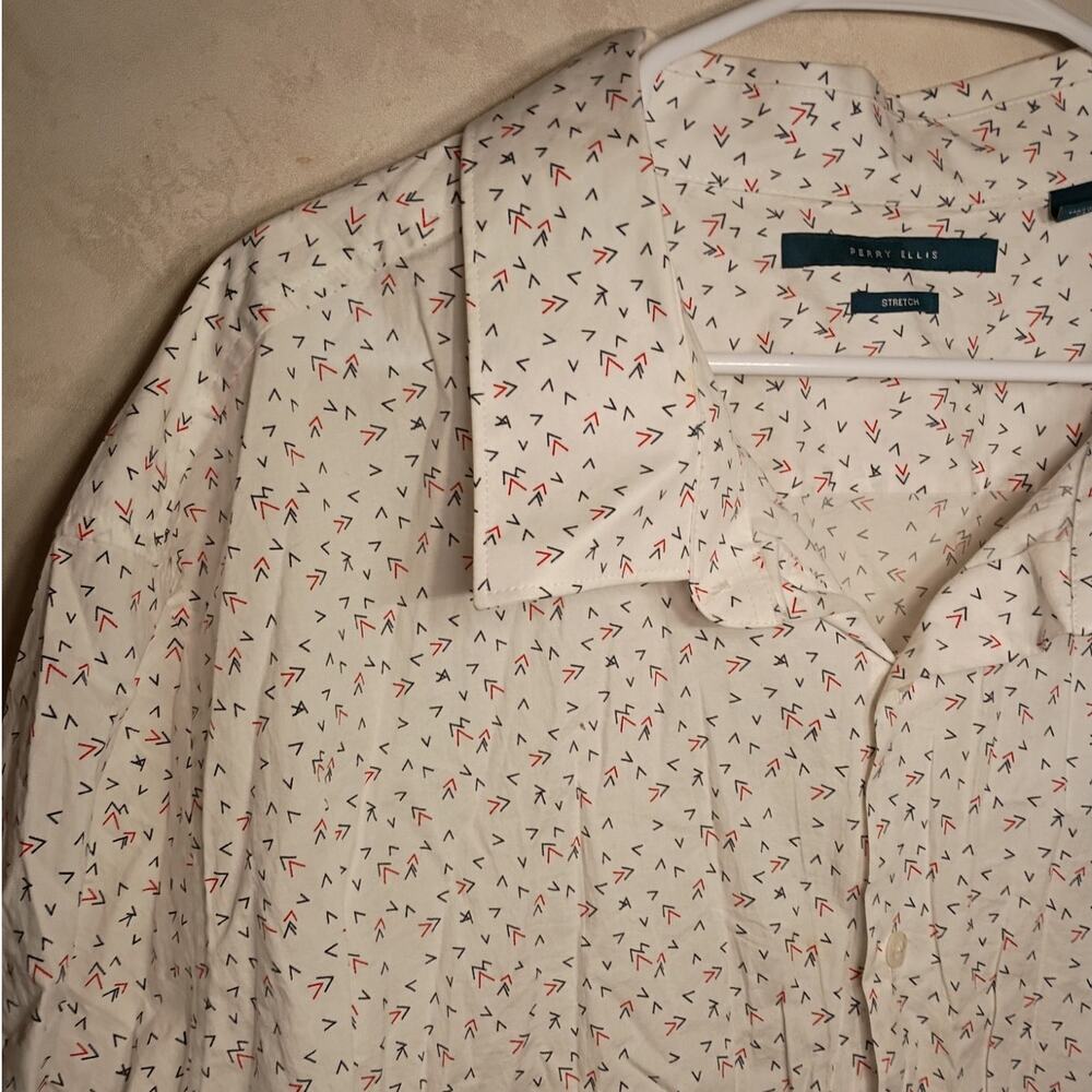 Perry Ellis Stretch Micro Print Button Shirt 4x M… - image 3